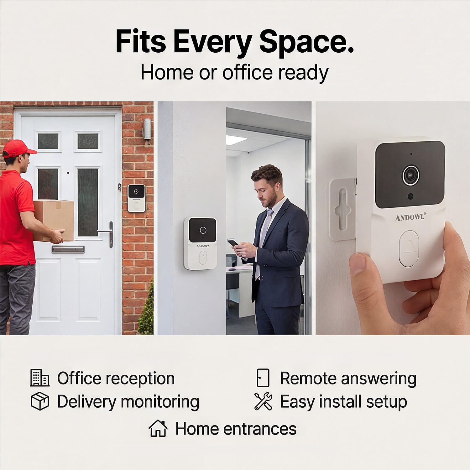 THE INTELLIGENT HOME SECURITY - ULTRA 4K Smart Wireless Video Doorbell With Infrared Detector- White