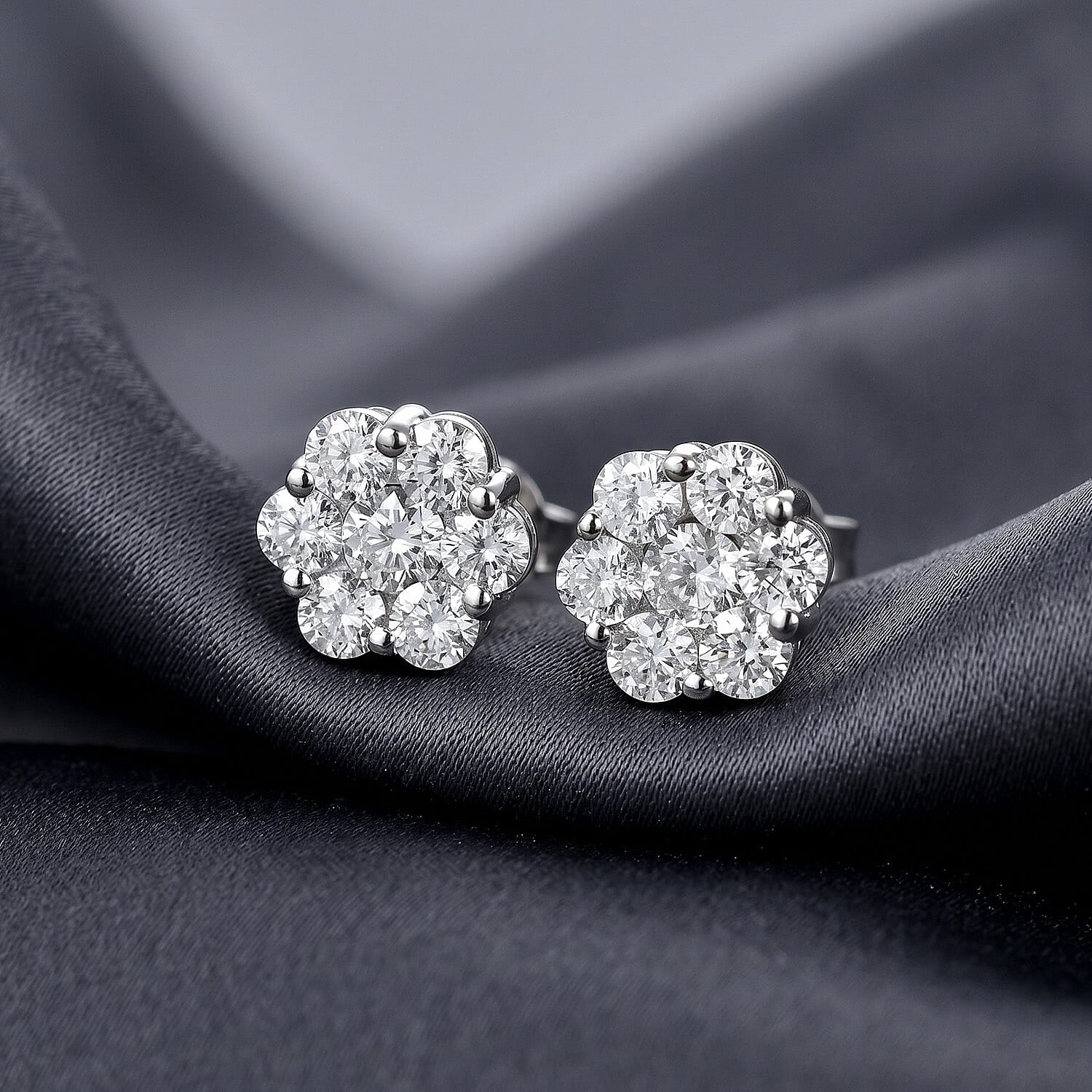 Luxuriant - Lab Grown Diamond (SI-G-H) Pressure Set Earring with Push Post in Rhodium Overlay Sterling Silver 2.00 Ct.