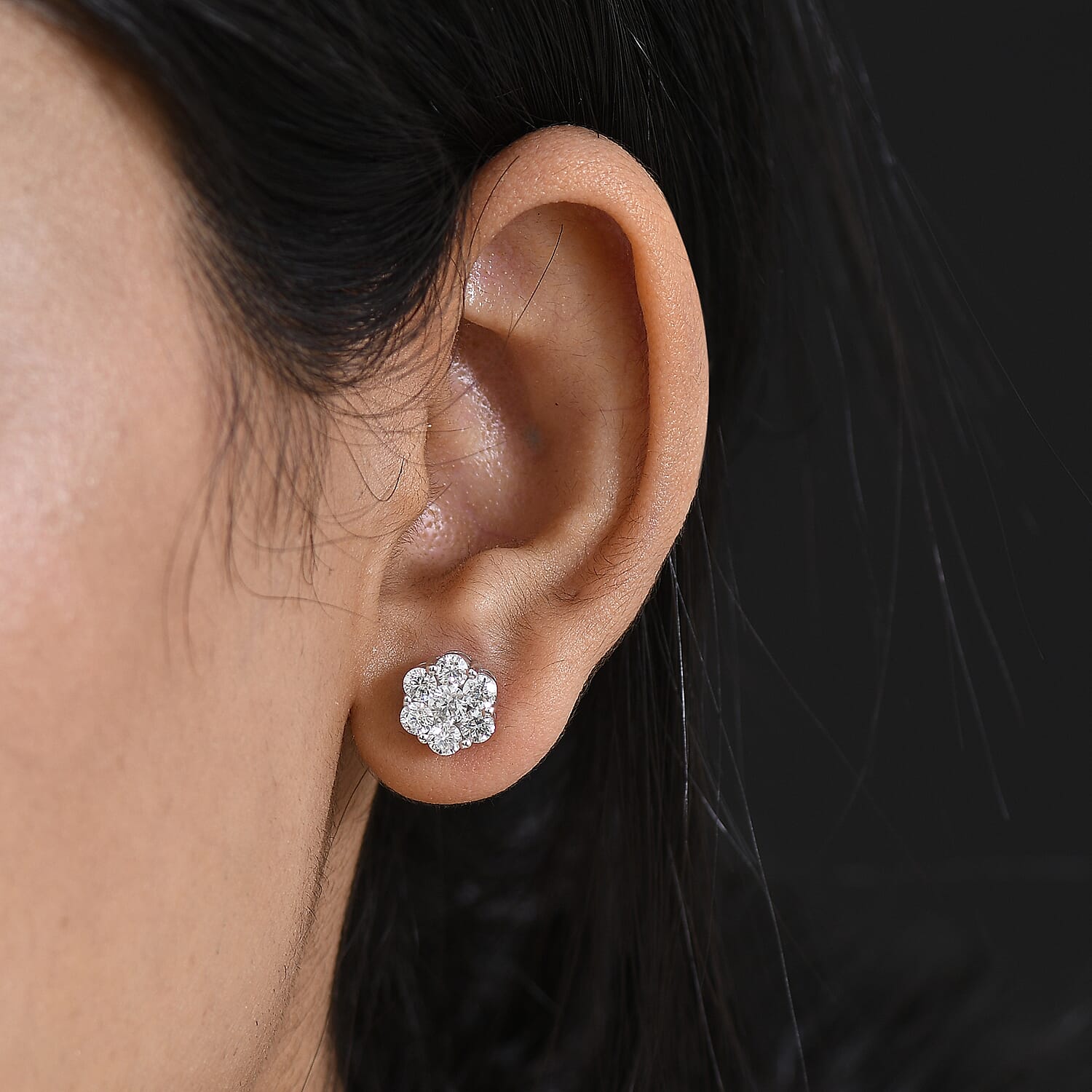 Luxuriant - Lab Grown Diamond (SI-G-H) Pressure Set Earring with Push Post in Rhodium Overlay Sterling Silver 2.00 Ct.