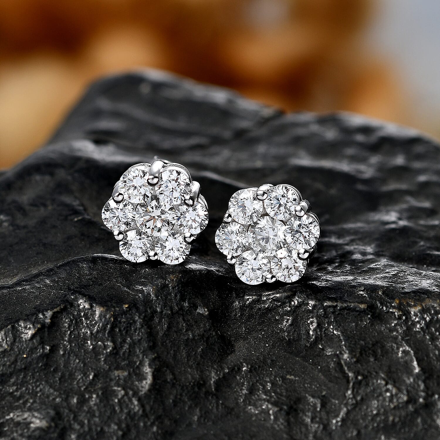 Luxuriant - Lab Grown Diamond (SI-G-H) Pressure Set Earring with Push Post in Rhodium Overlay Sterling Silver 2.00 Ct.