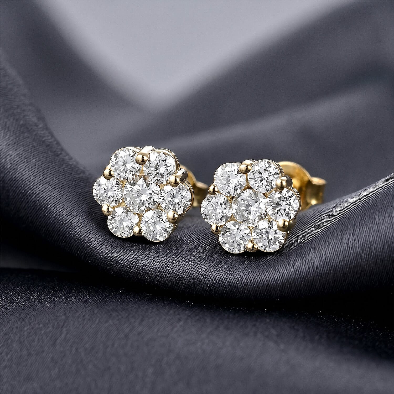 Luxuriant - Lab Grown Diamond (SI-G-H) Pressure Set Earring with Push Post in 18K Vermeil Yellow Gold Plated Sterling Silver 2.00 Ct.