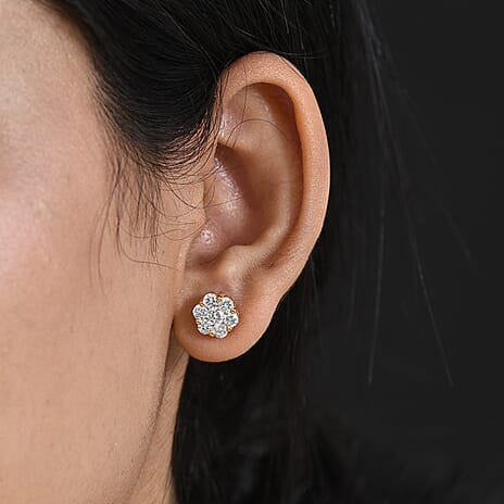 Luxuriant - Lab Grown Diamond (SI-G-H) Pressure Set Earring with Push Post in 18K Vermeil Yellow Gold Plated Sterling Silver 2.00 Ct.