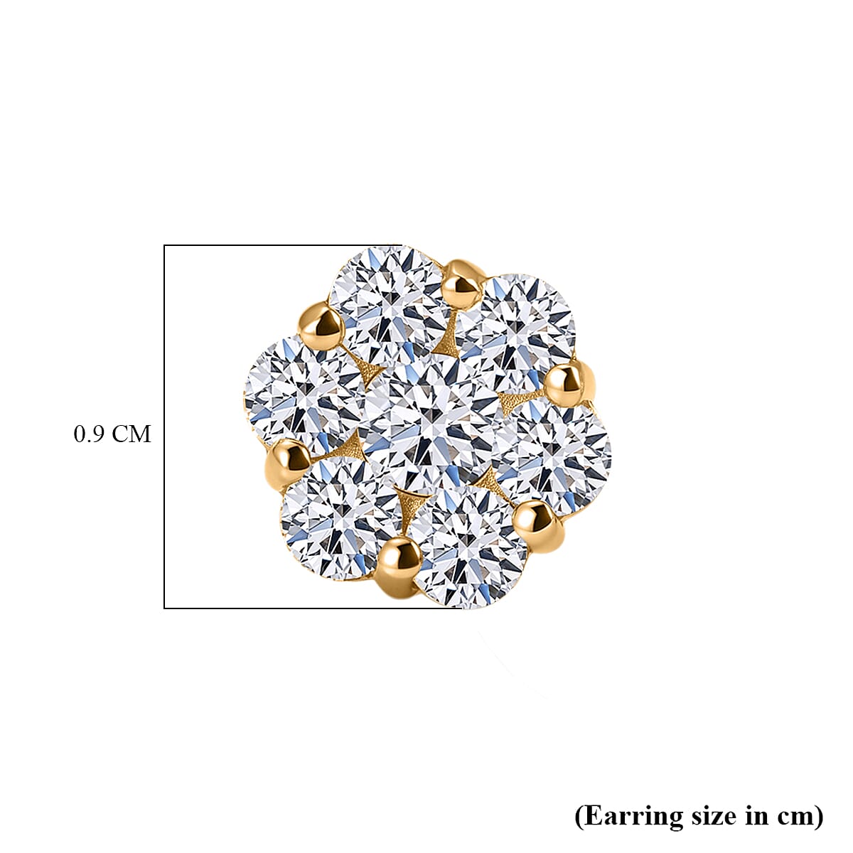 Luxuriant - Lab Grown Diamond (SI-G-H) Pressure Set Earring with Push Post in 18K Vermeil Yellow Gold Plated Sterling Silver 2.00 Ct.