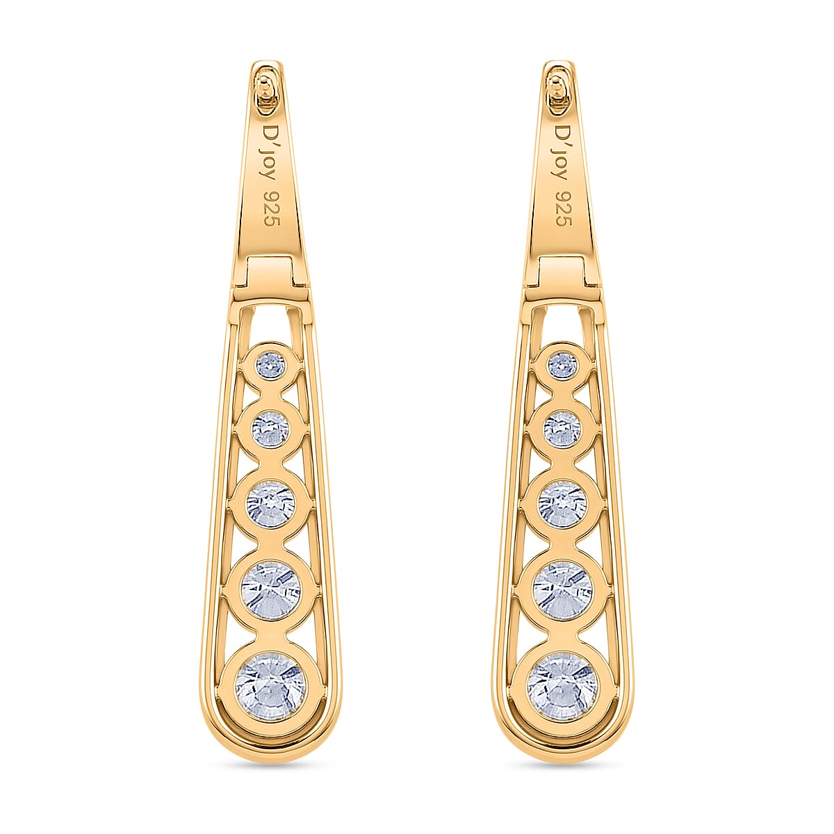 D'Joy - Moissanite Earring with Clasp in Yellow Gold Plated Sterling Silver 1.83 Ct.