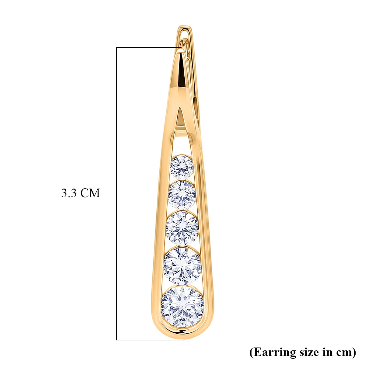 D'Joy - Moissanite Earring with Clasp in Yellow Gold Plated Sterling Silver 1.83 Ct.