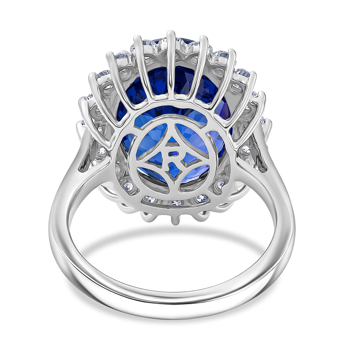 Rhapsody - 950 Platinum AAAA Tanzanite & White Diamond (VS-E-F) Halo Ring 9.86 Ct, Platinum Wt.7.44 Gms