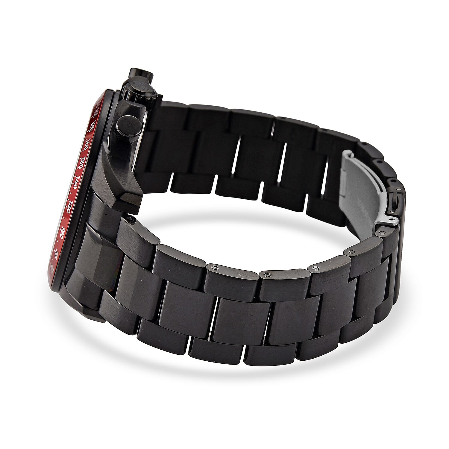 WILLIAM HUNT Seiko VD53 Japan Quartz 5ATM WR Red Dial & Black Case Mens Watch with Black Stainless Steel Strap