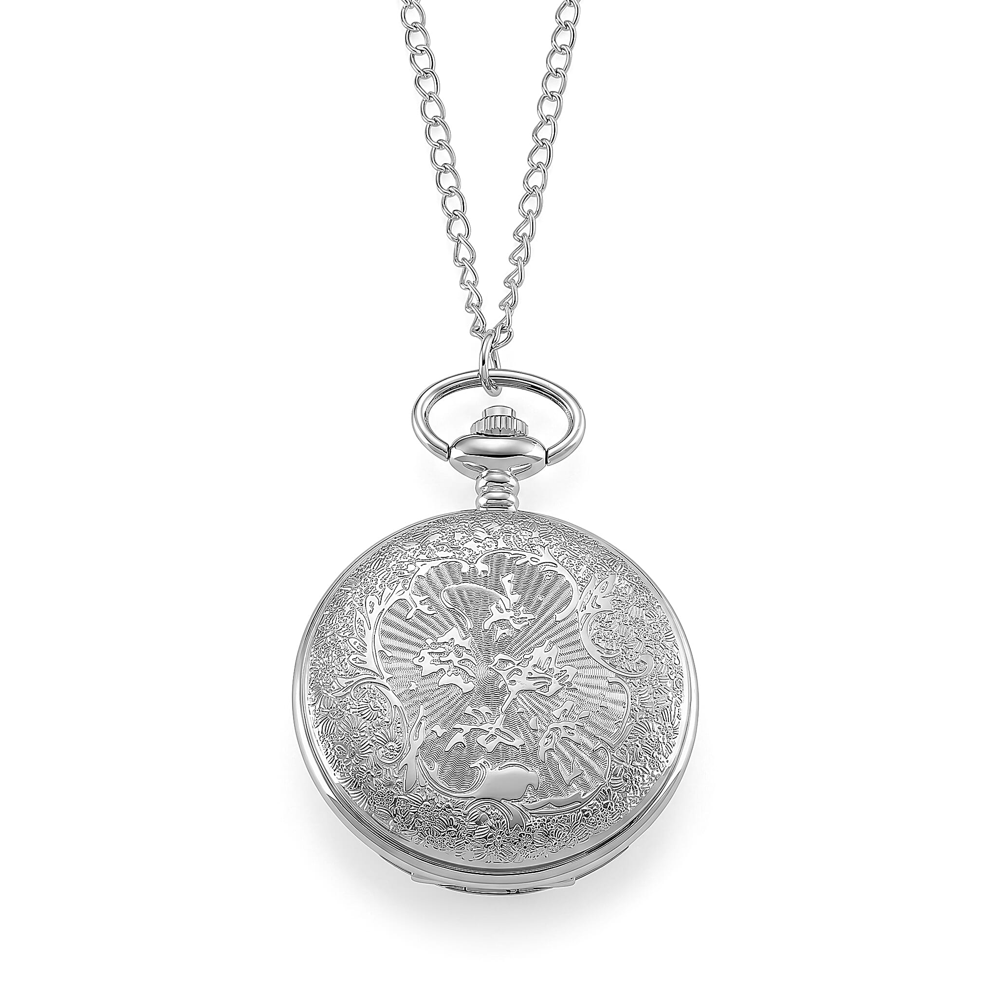 STRADA Limited Edition Elephant Pocket Watch With Japanese Movement, Water Resistancy & 31 Inch Curb Chain
