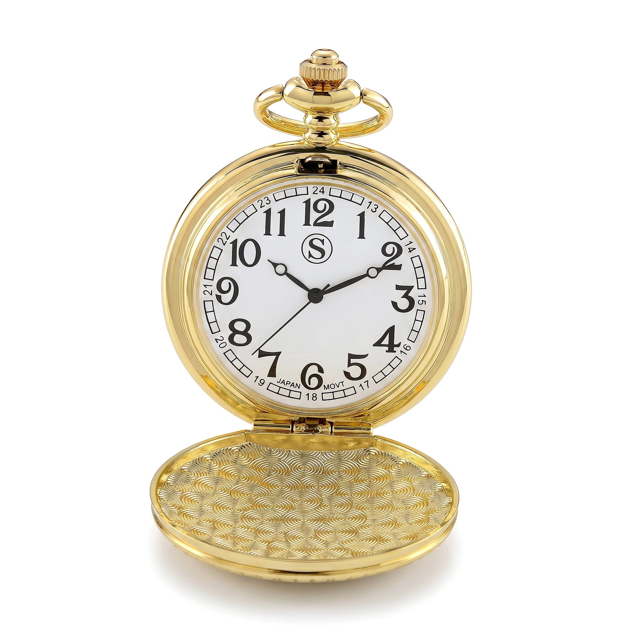 STRADA Limited Edition Green Enamelled Carp Pocket Watch With Japanese Movement, Water Resistancy & 31 Inch Curb Chain