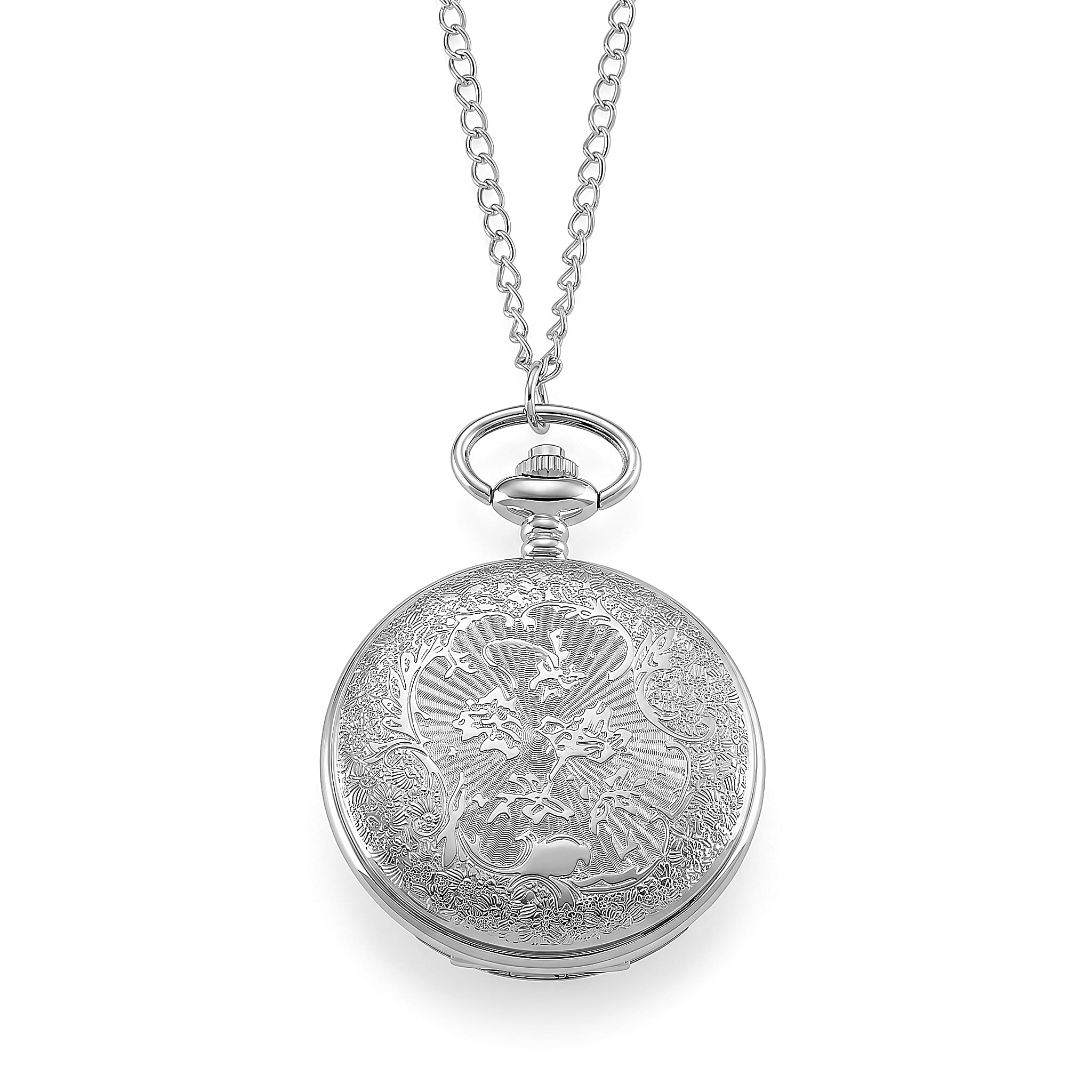 STRADA Limited Edition Moon & Star Pocket Watch With Japanese Movement, Water Resistancy & 31 Inch Curb Chain