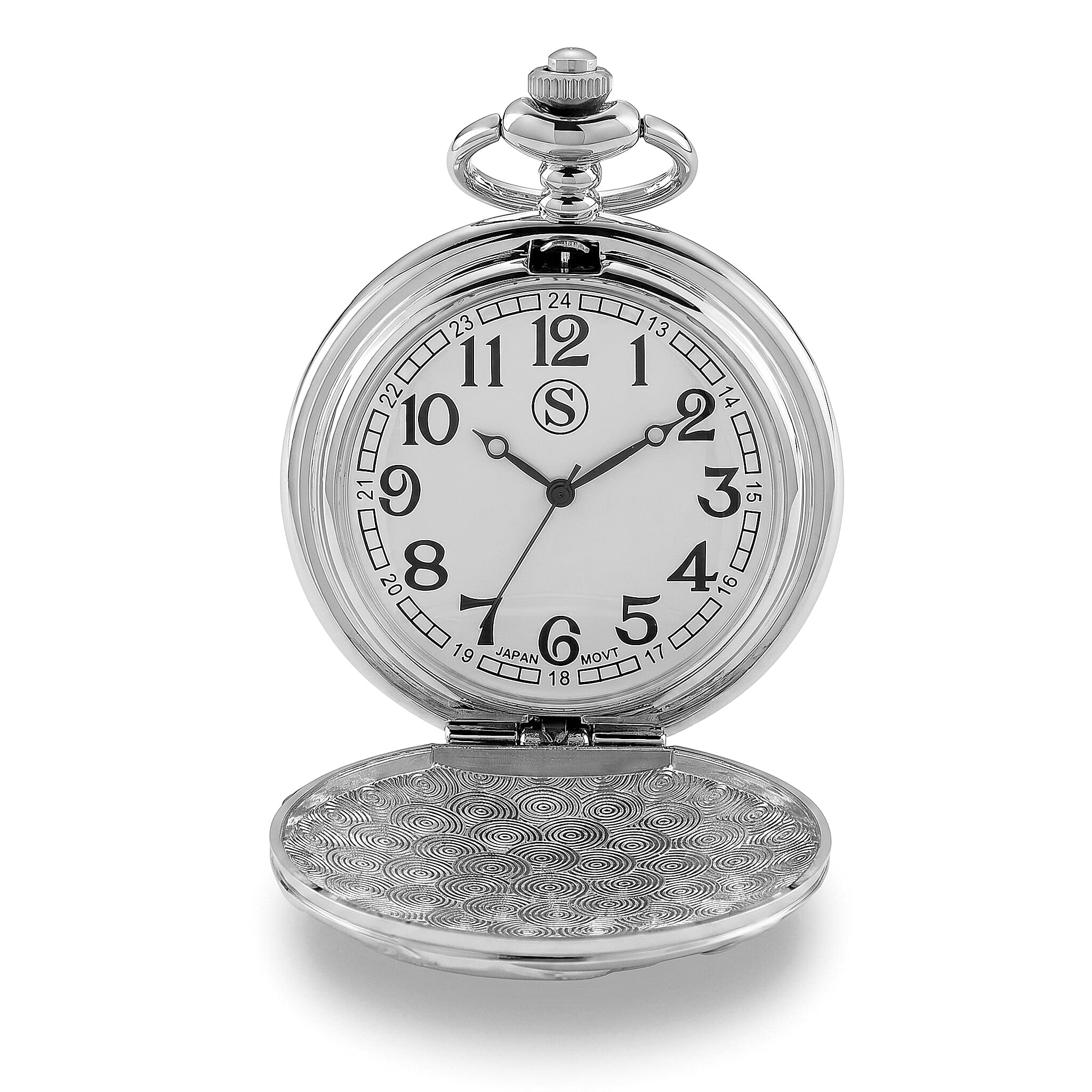 STRADA Limited Edition Moon & Star Pocket Watch With Japanese Movement, Water Resistancy & 31 Inch Curb Chain
