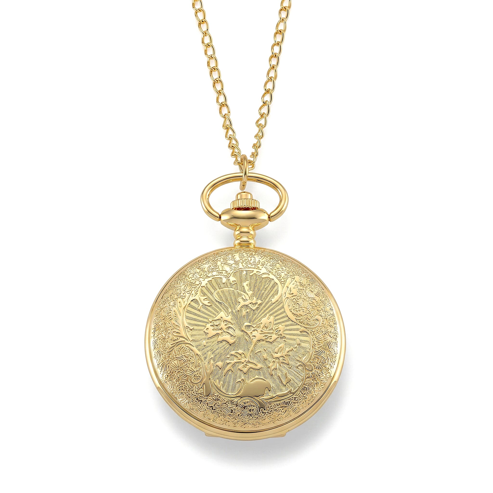 STRADA Limited Edition Blue Enamelled Carp Pocket Watch With Japanese Movement, Water Resistancy & 31 Inch Curb Chain
