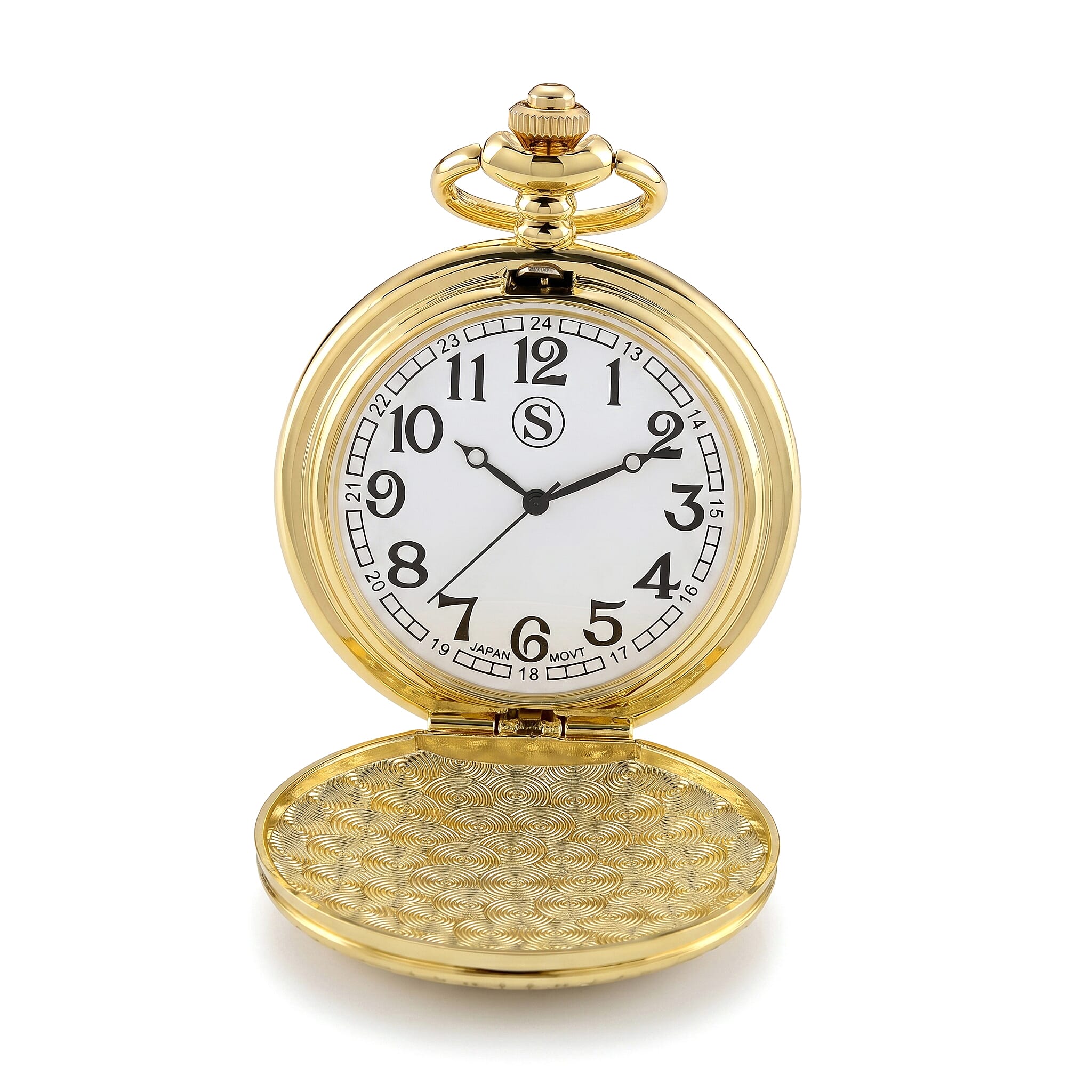 STRADA Limited Edition Blue Enamelled Carp Pocket Watch With Japanese Movement, Water Resistancy & 31 Inch Curb Chain