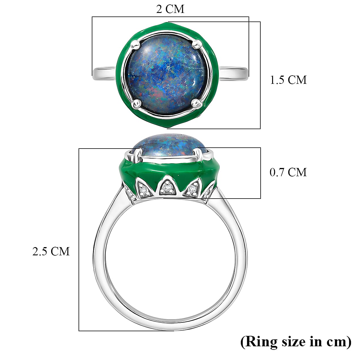 D'Joy - Boulder Opal Triplet & White Zircon Solitaire Ring in Rhodium Overlay Sterling Silver 2.43 Ct.