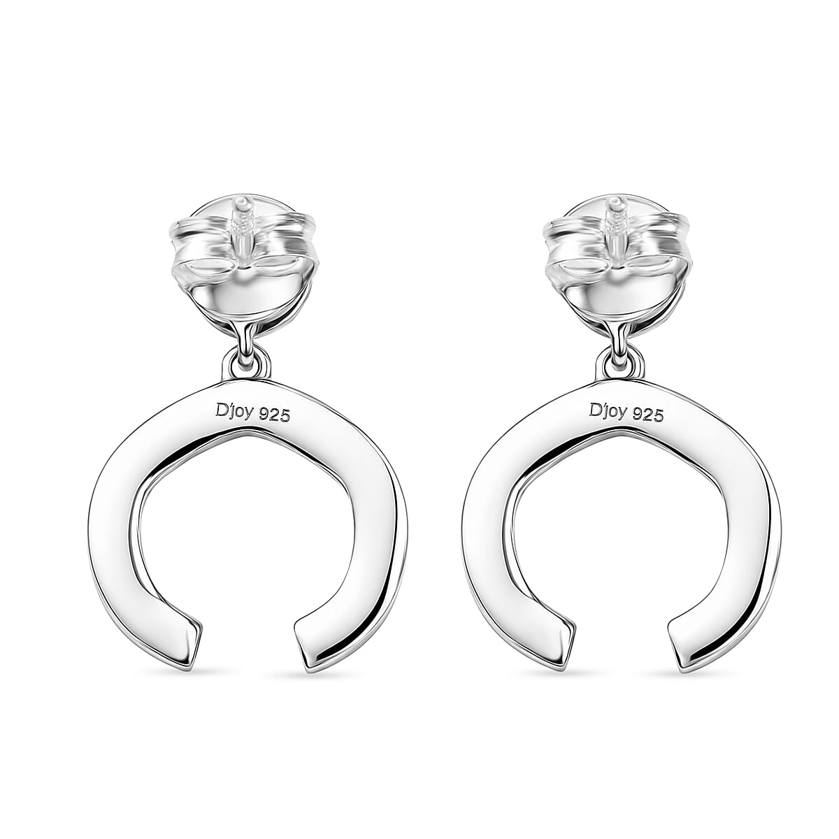 D'Joy - AAA Gemfields Zambian Emerald Dangling Earring with Push Post in Rhodium Overlay Sterling Silver 0.50 Ct.