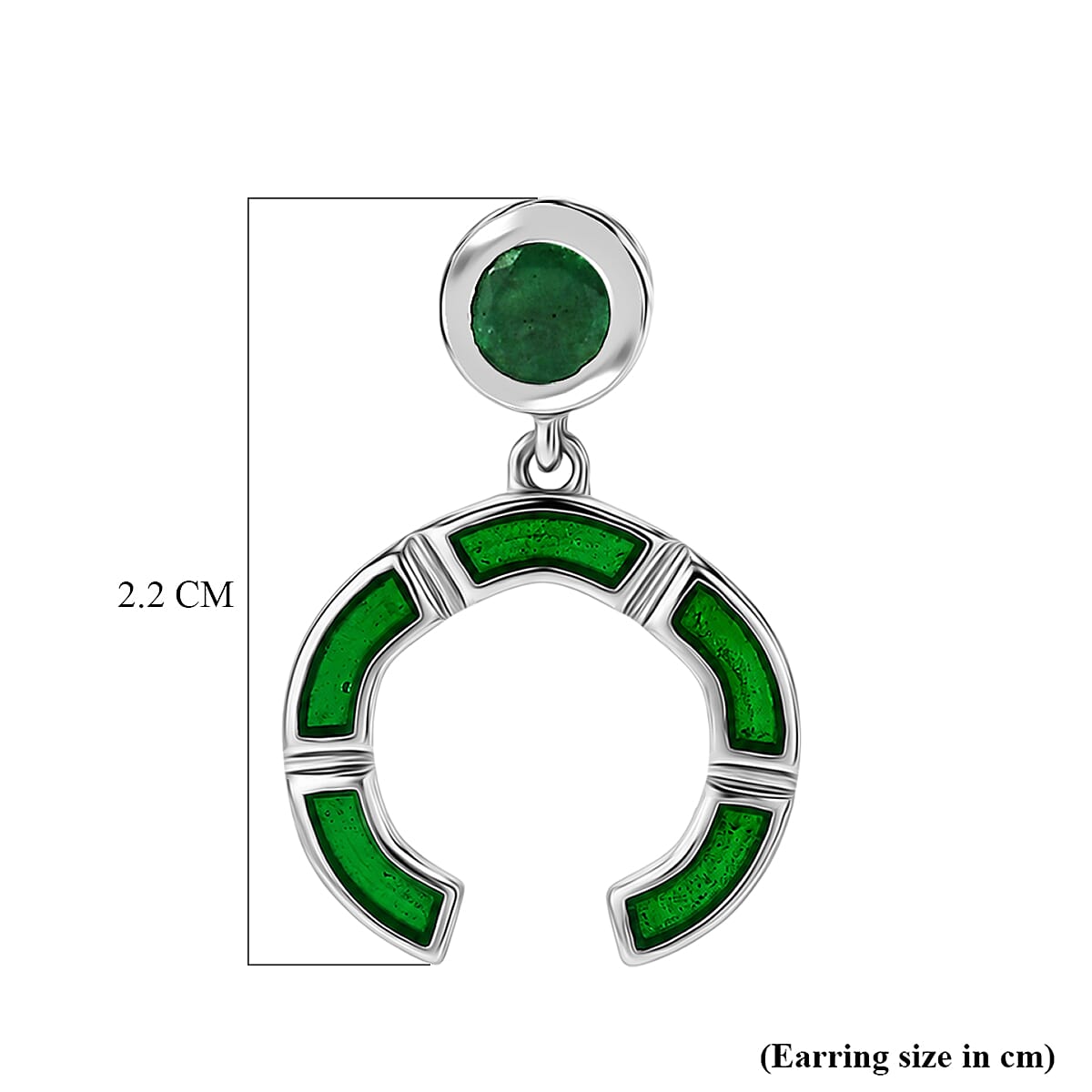 D'Joy - AAA Gemfields Zambian Emerald Dangling Earring with Push Post in Rhodium Overlay Sterling Silver 0.50 Ct.