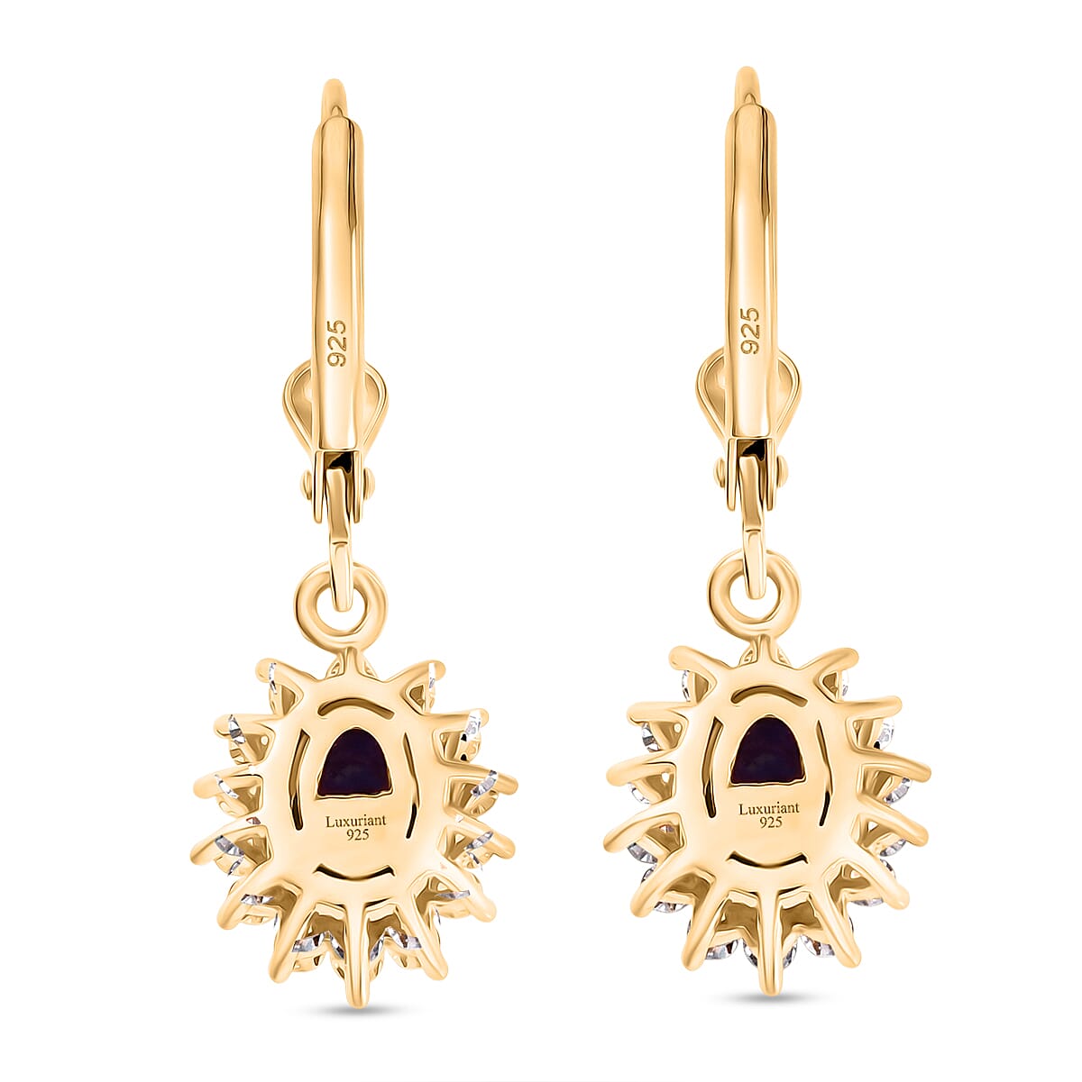 Luxuriant - AAA Zambian Amethyst & Lab Grown Diamond (SI-G-H) Earring with Lever Back in 18K Vermeil Yellow Gold Plated Sterling Silver 2.00 Ct.