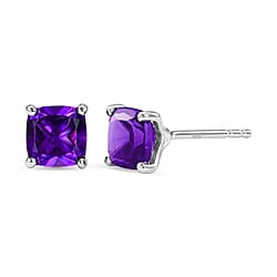 D'Joy - AAA Zambian Amethyst Earring with Push Post in Platinum Overlay Sterling Silver 2.00 Ct.