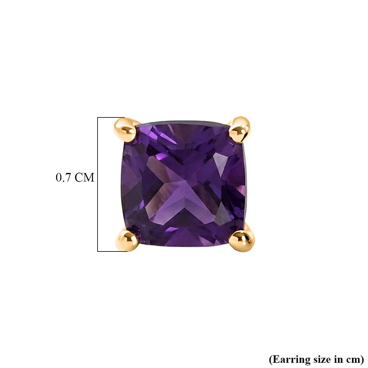 D'Joy - AAA Zambian Amethyst Earring with Push Post in Yellow Gold Plated Sterling Silver 2.00 Ct.