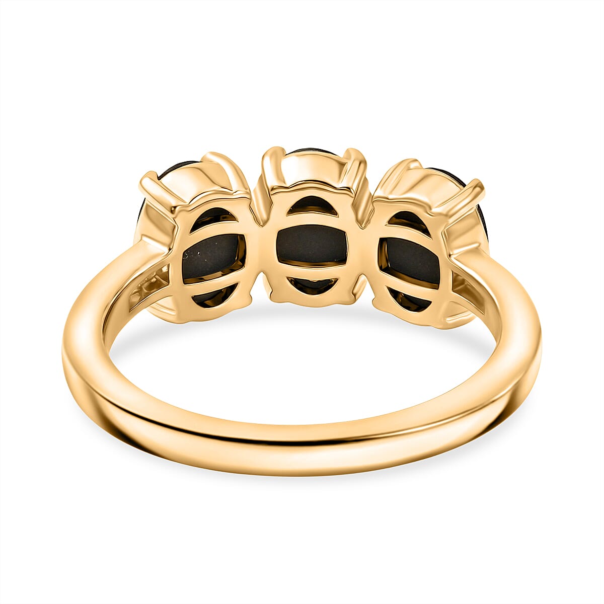 D'Joy - Ammolite & Natural White Diamond Ring in 18K Vermeil Yellow Gold Plated Sterling Silver 2.60 Ct.