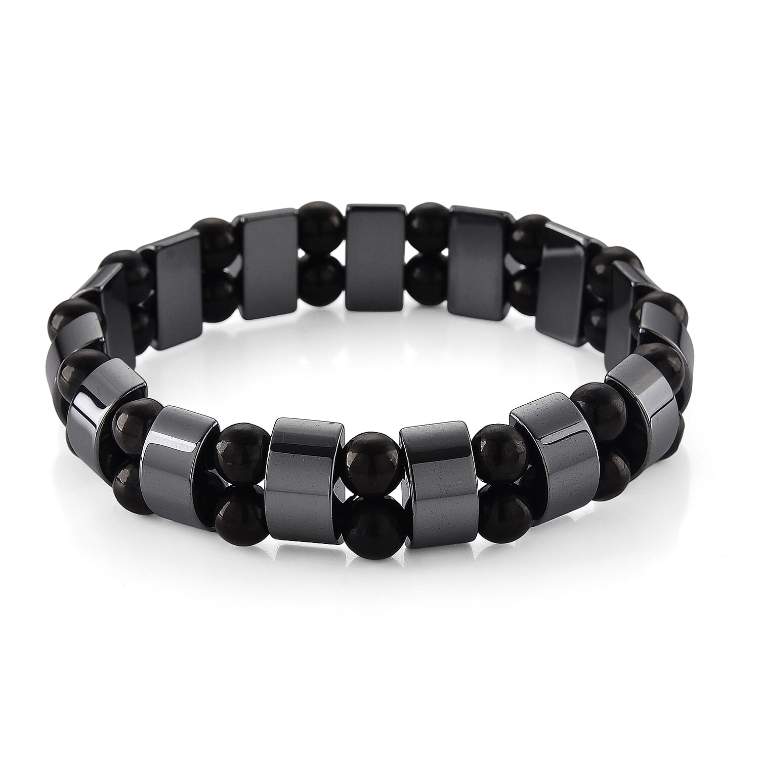 Hematite & Shungite Stretchable Bracelet (Size - 7.5) 180.00 Ct.