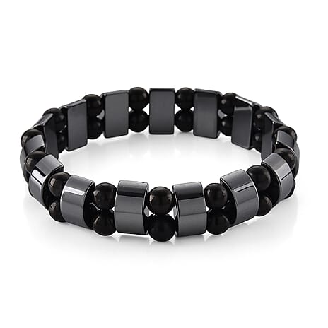 Hematite & Shungite Stretchable Bracelet (Size - 7.5) 180.00 Ct.