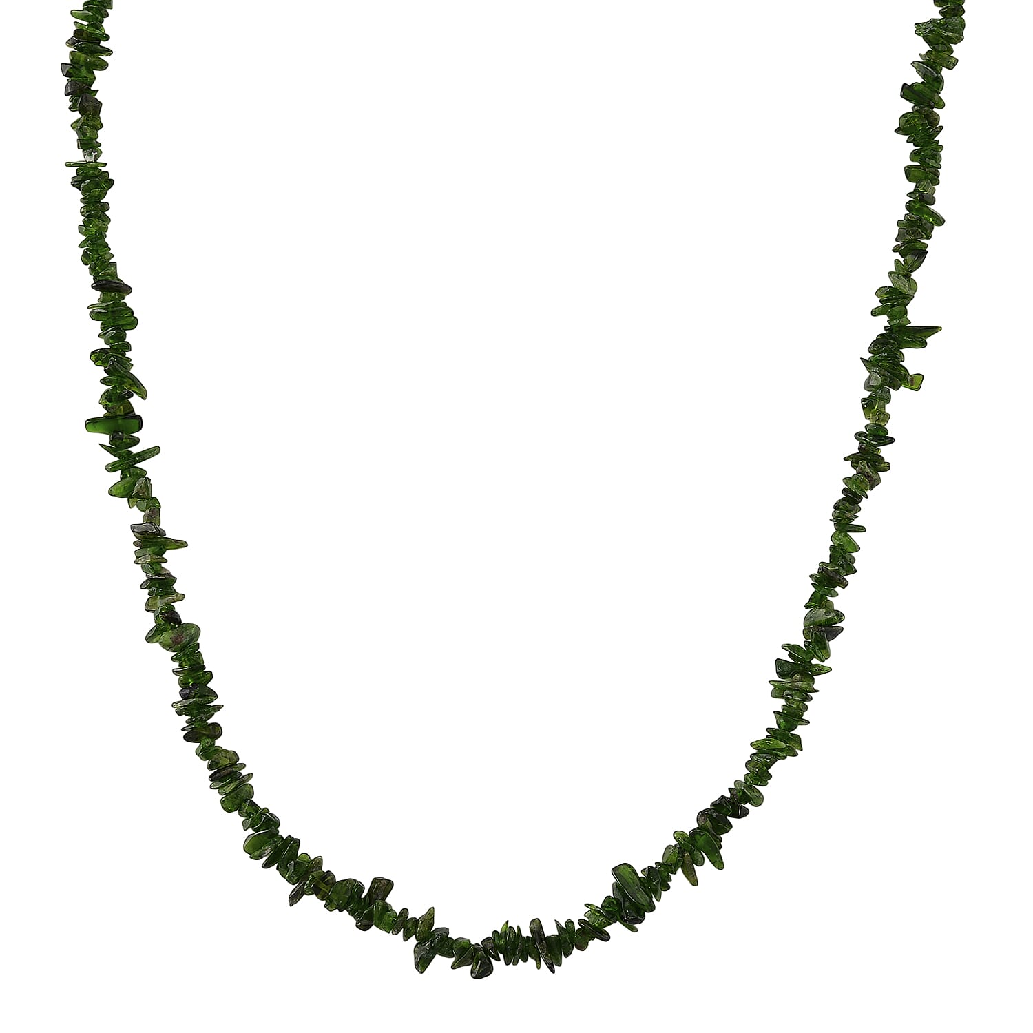 Natural Chrome Diopside Adjustable Beads Necklace (Size - 18-2 Ext) with Clasp in Silver Tone 90.00 Ct.