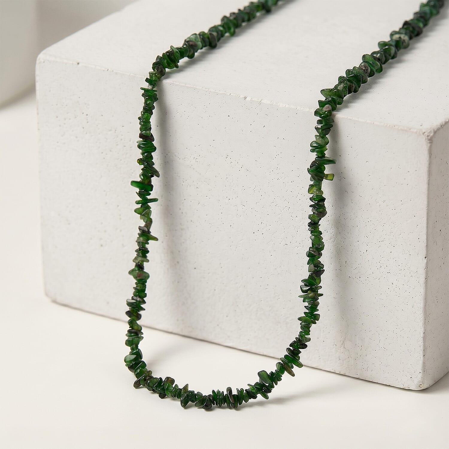 Natural Chrome Diopside Adjustable Beads Necklace (Size - 18-2 Ext) with Clasp in Silver Tone 90.00 Ct.