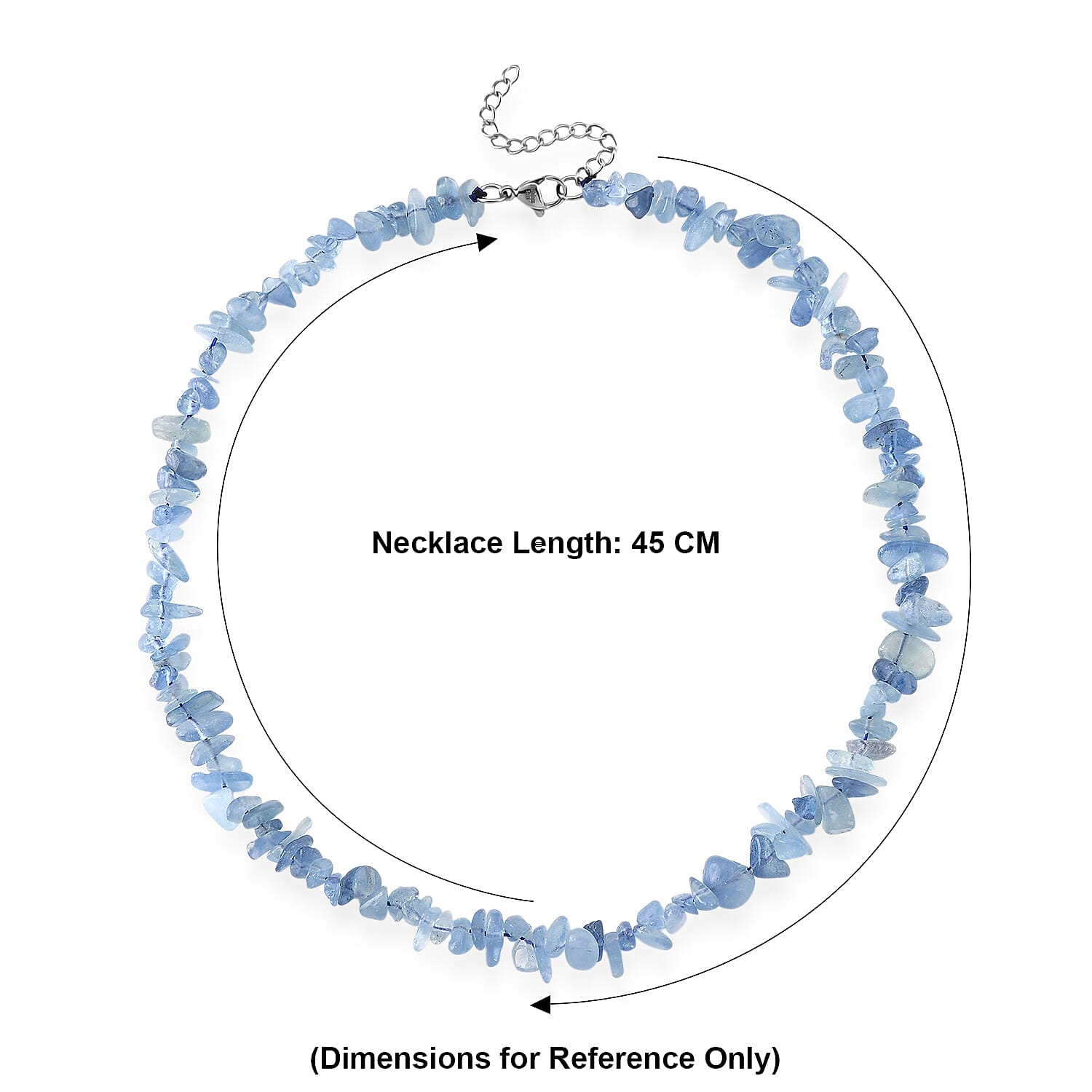 Aquamarine Adjustable Necklace (Size - 18-2 Ext) 90.00 Ct.