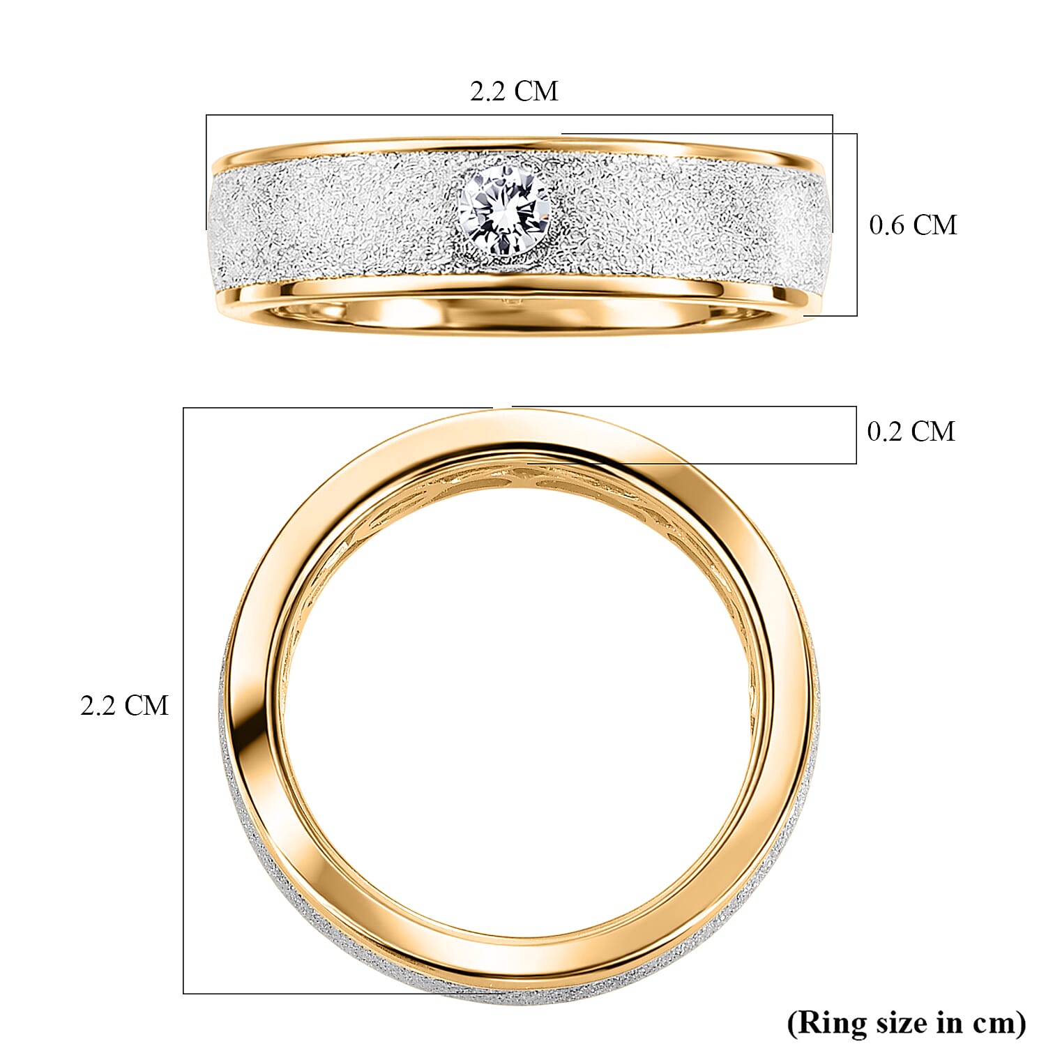 Luxuriant - Lab Grown Diamond (SI-G-H) Band Ring in Rhodium Overlay & 18K Vermeil Yellow Gold Plated Sterling Silver
