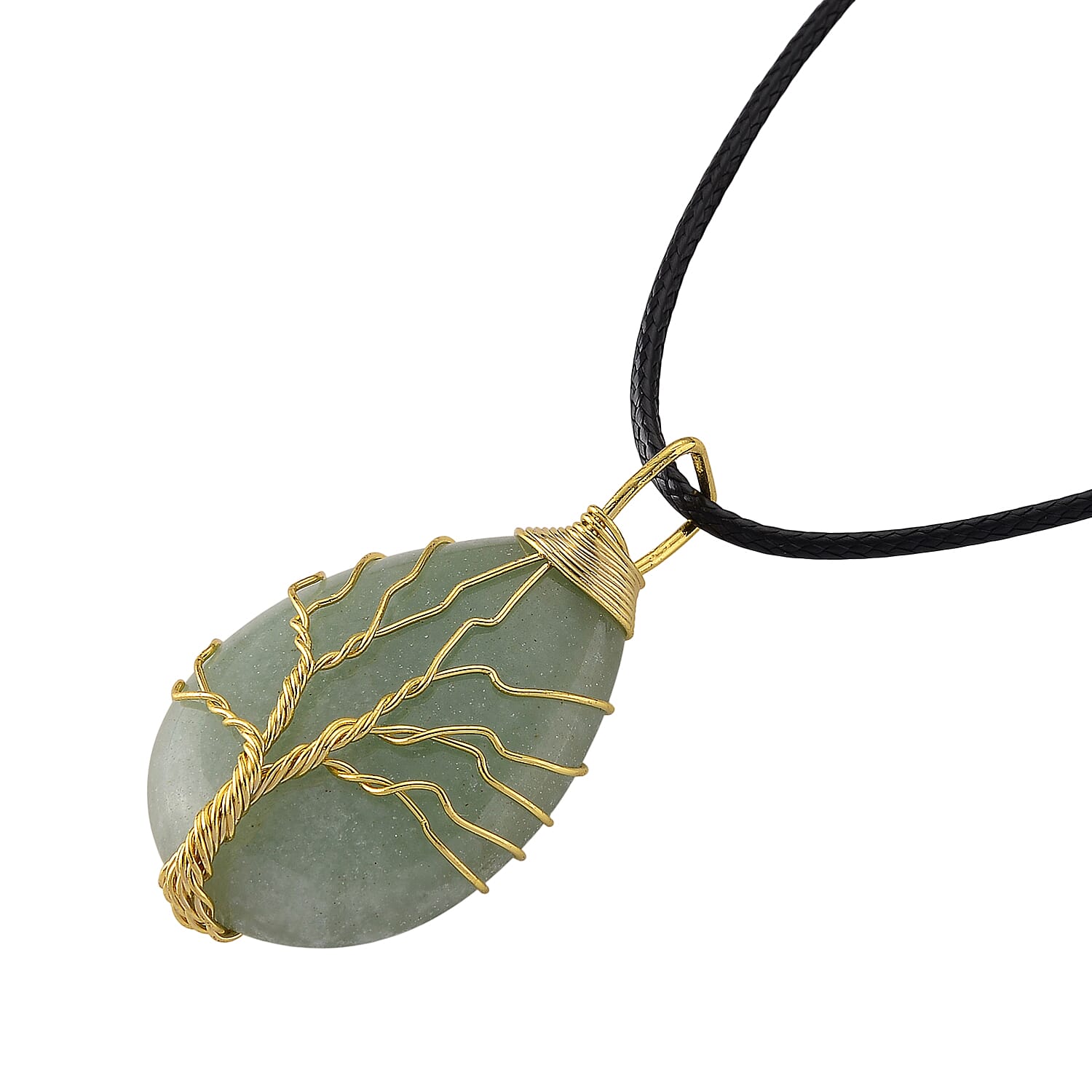Green Aventurine Tree of Life Adjustable Drop Necklace (Size - 17.5-2 Ext) 45.00 Ct.