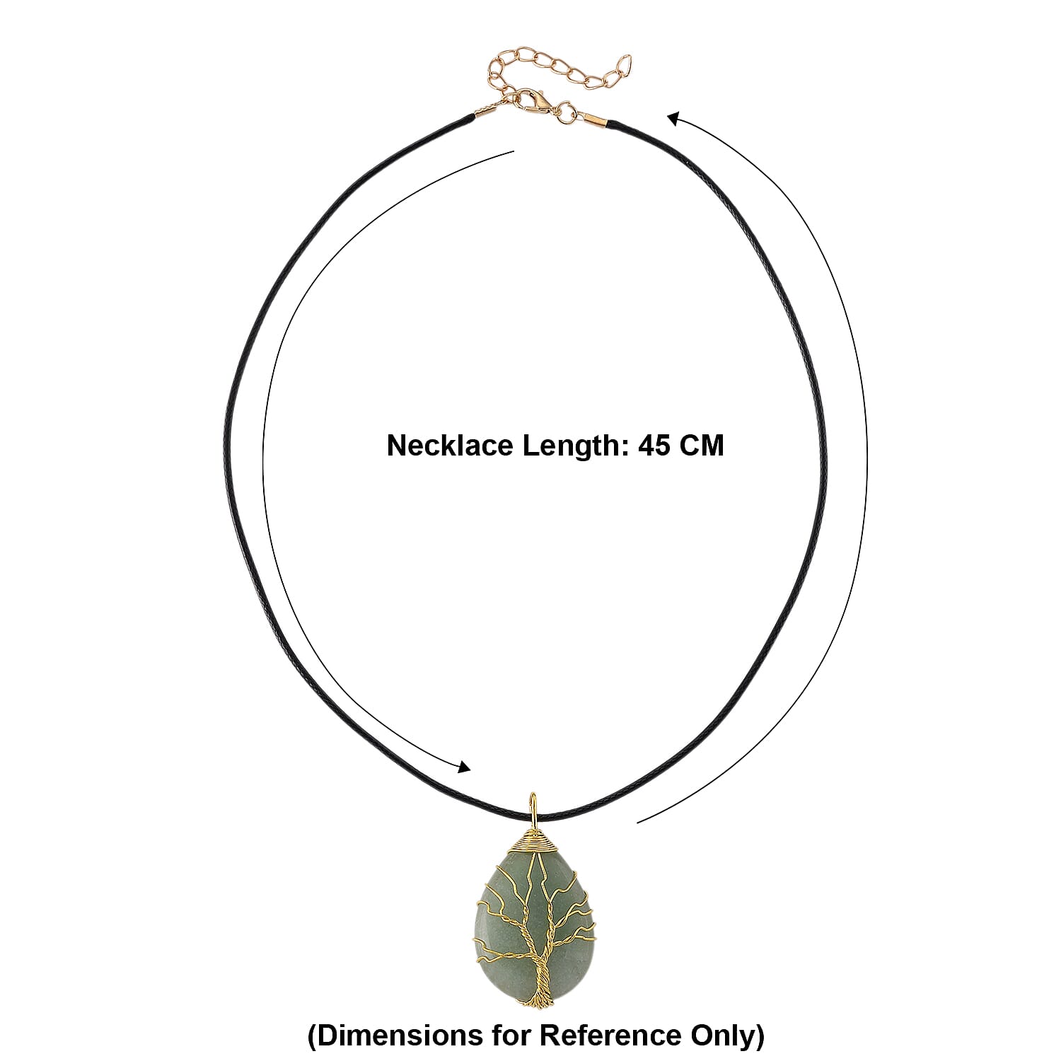 Green Aventurine Tree of Life Adjustable Drop Necklace (Size - 17.5-2 Ext) 45.00 Ct.