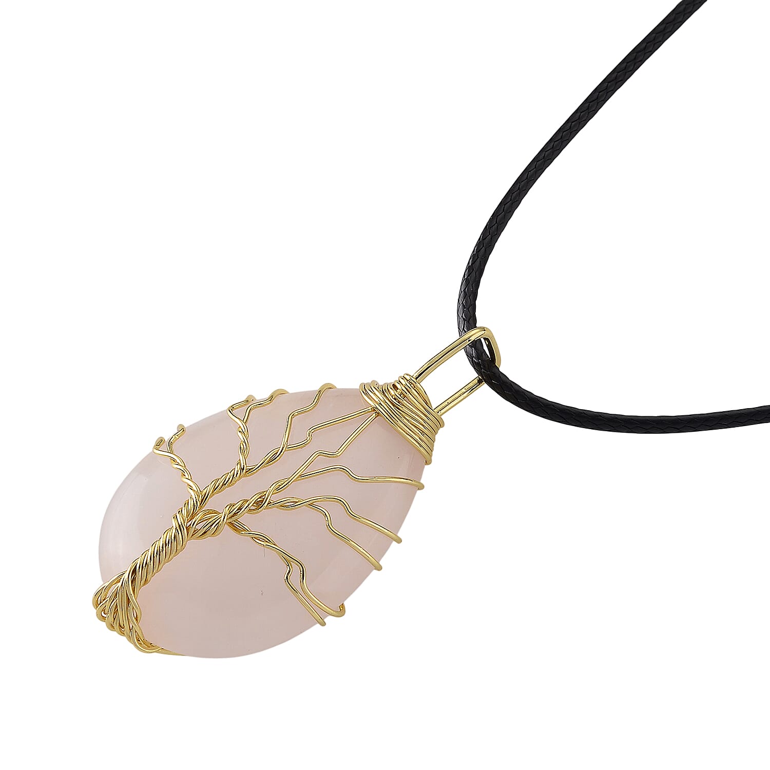 Rose Quartz Tree of Life Adjustable Drop Necklace (Size - 17.5-2 Ext) 45.00 Ct.
