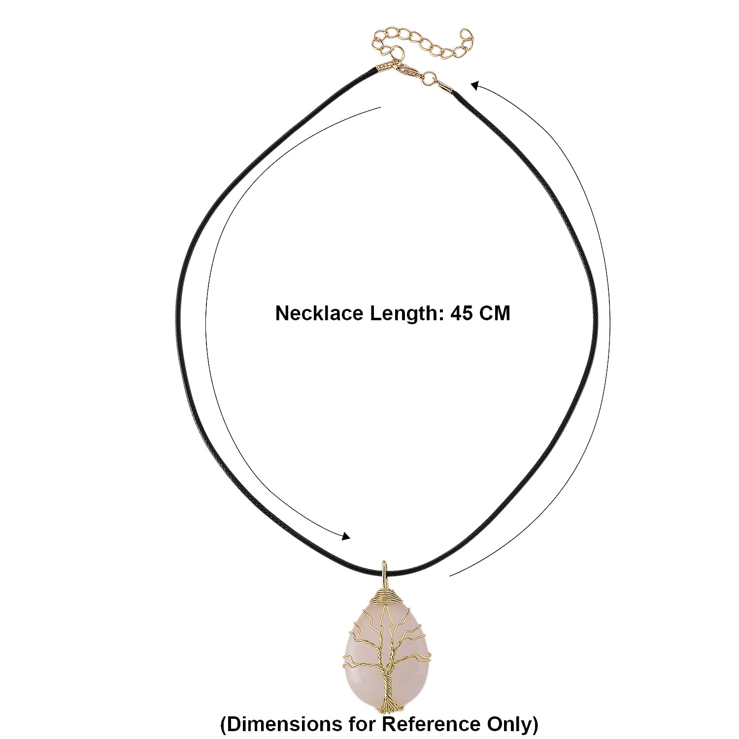 Rose Quartz Tree of Life Adjustable Drop Necklace (Size - 17.5-2 Ext) 45.00 Ct.
