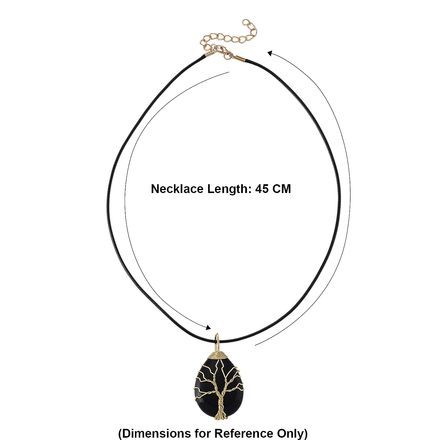 Black Agate Tree of Life Adjustable Drop Necklace (Size - 17.5-2 Ext) 45.00 Ct.