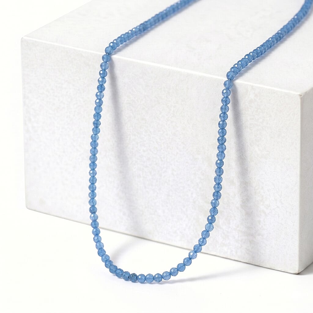 D'Joy - Apatite Beads Adjustable Necklace (Size - 18-2 Ext) in Rhodium Overlay Sterling Silver 28.00 Ct.