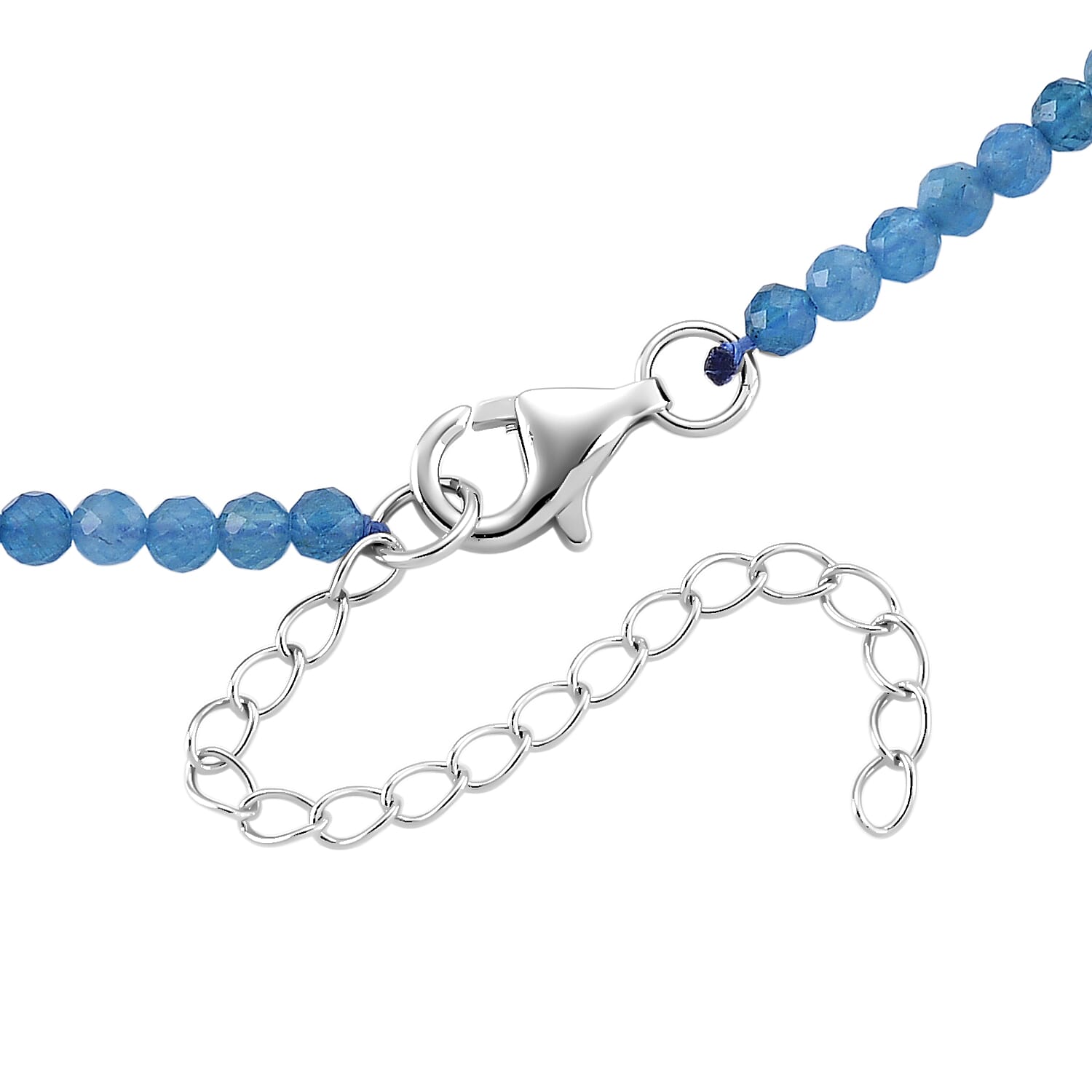 D'Joy - Apatite Beads Adjustable Necklace (Size - 18-2 Ext) in Rhodium Overlay Sterling Silver 28.00 Ct.