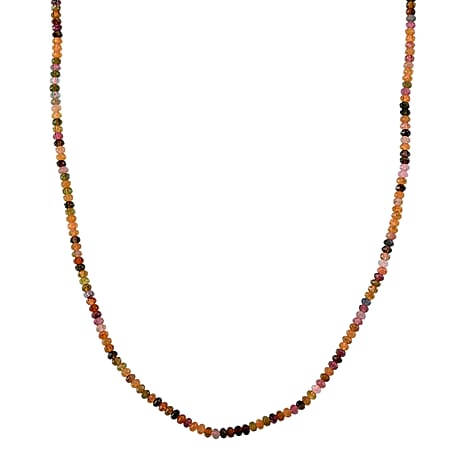 D'Joy - Multi-Tourmaline Adjustable Beads Necklace (Size - 18-2 Ext) in Rhodium Overlay Sterling Silver 45.00 Ct.