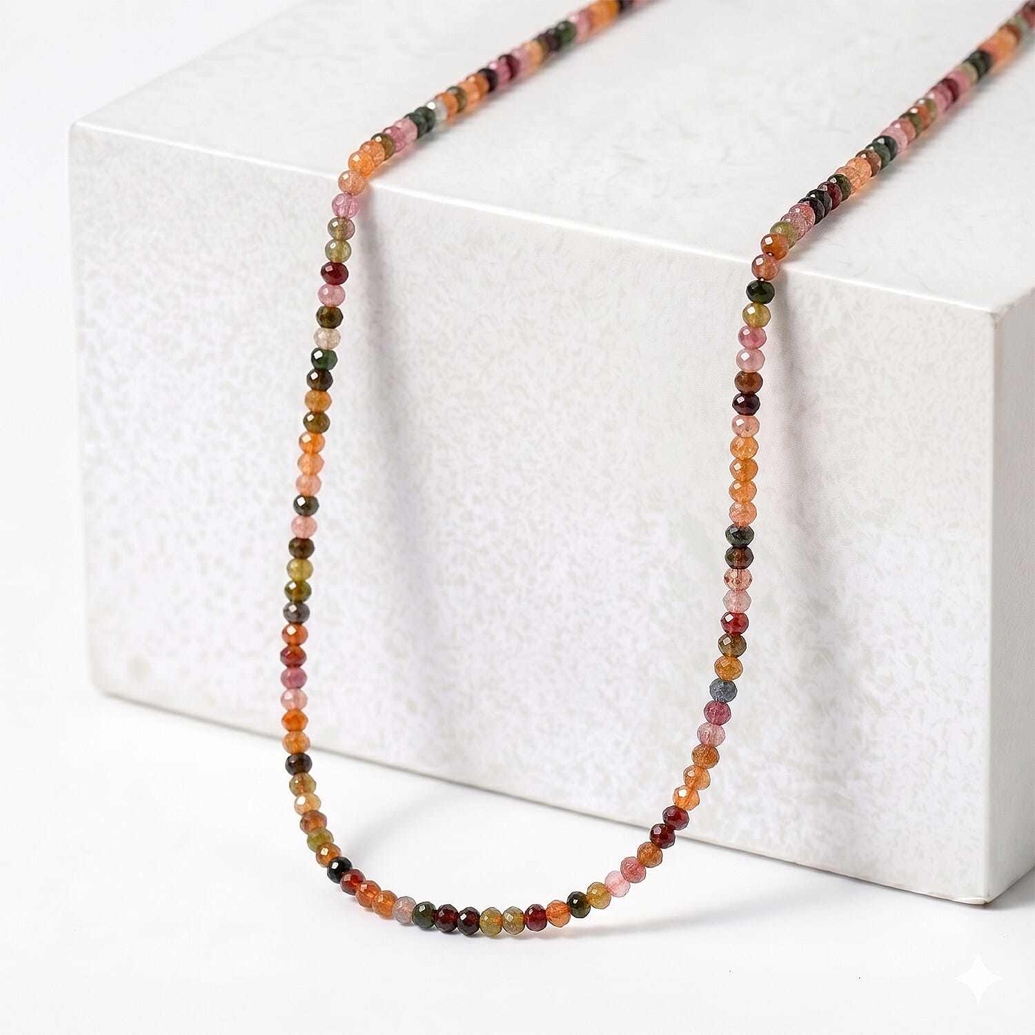 D'Joy - Multi-Tourmaline Adjustable Beads Necklace (Size - 18-2 Ext) in Rhodium Overlay Sterling Silver 45.00 Ct.