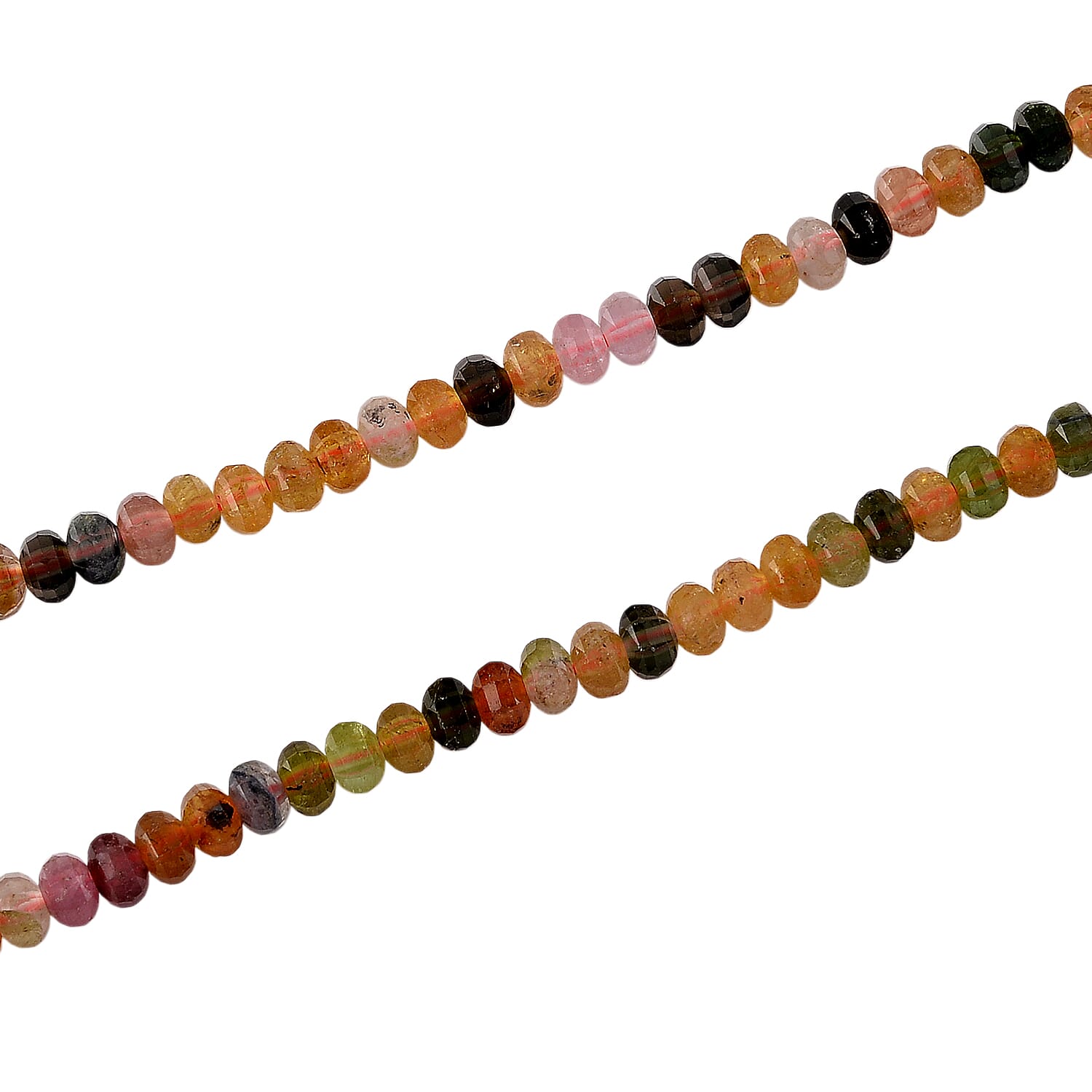 D'Joy - Multi-Tourmaline Adjustable Beads Necklace (Size - 18-2 Ext) in Rhodium Overlay Sterling Silver 45.00 Ct.