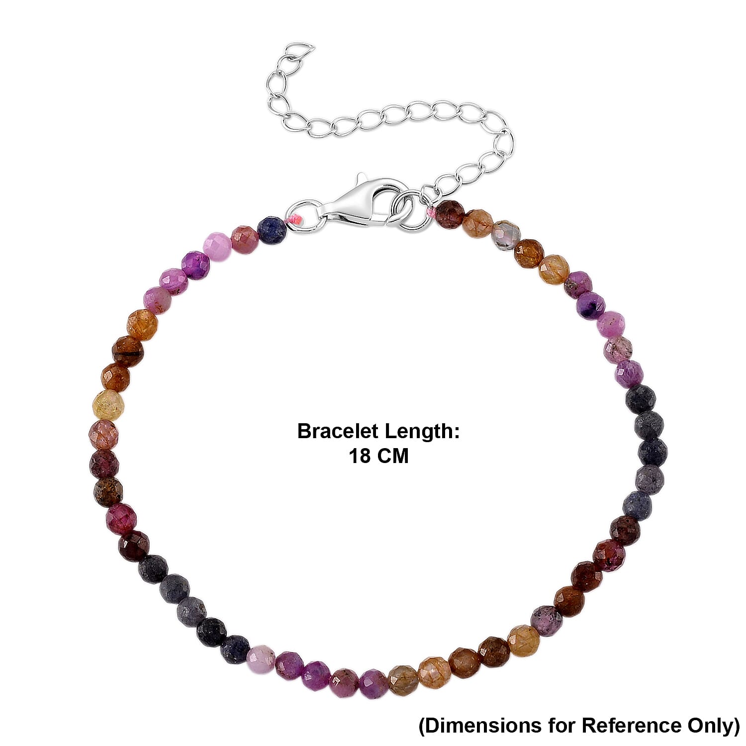 D'Joy - Multi Sapphire Adjustable Beads Bracelet (Size - 7-2 Ext) in Rhodium Overlay Sterling Silver 15.00 Ct.