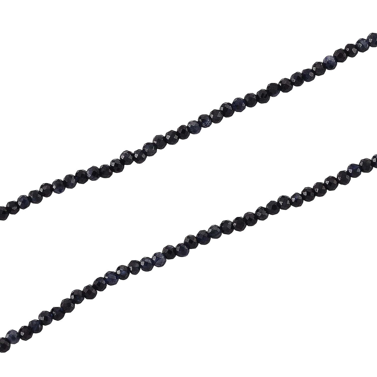 D'Joy - Ceylon Sapphire Adjustable Beads Necklace (Size - 18-2 Ext) in Rhodium Overlay Sterling Silver 12.00 Ct.