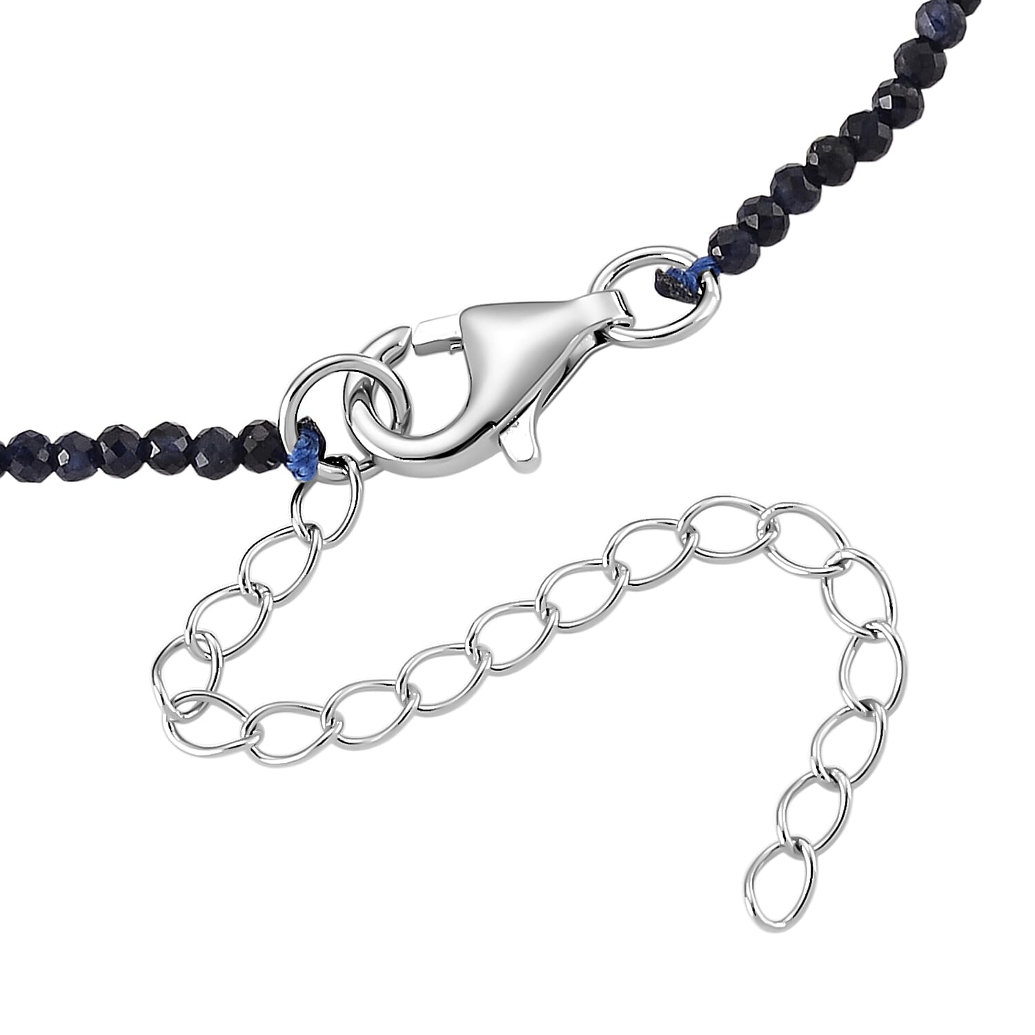 D'Joy - Ceylon Sapphire Adjustable Beads Bracelet (Size - 7-2 Ext) in Rhodium Overlay Sterling Silver 4.00 Ct.