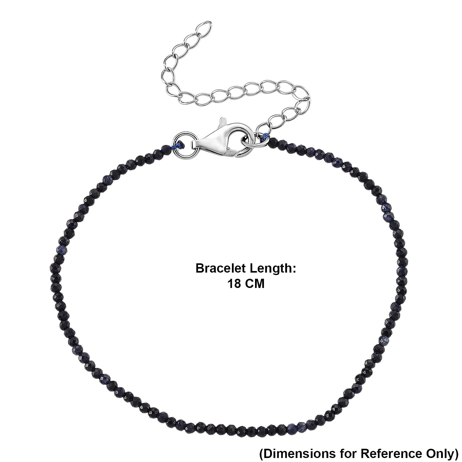 D'Joy - Ceylon Sapphire Adjustable Beads Bracelet (Size - 7-2 Ext) in Rhodium Overlay Sterling Silver 4.00 Ct.