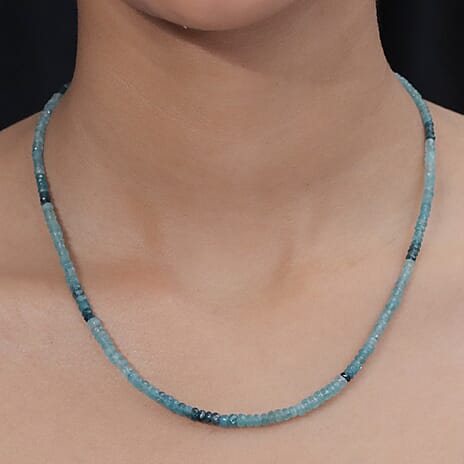 D'Joy - Grandidierite Necklace (Size - 18-2 Ext) in Rhodium Overlay Sterling Silver 58.00 Ct.