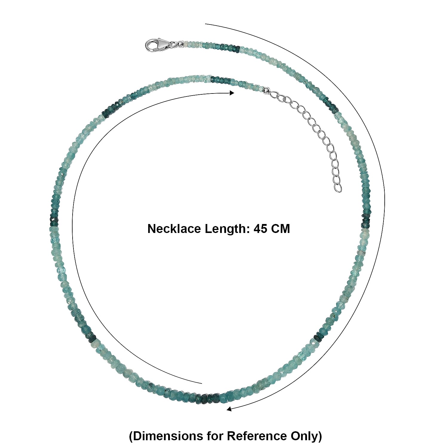 D'Joy - Grandidierite Necklace (Size - 18-2 Ext) in Rhodium Overlay Sterling Silver 58.00 Ct.