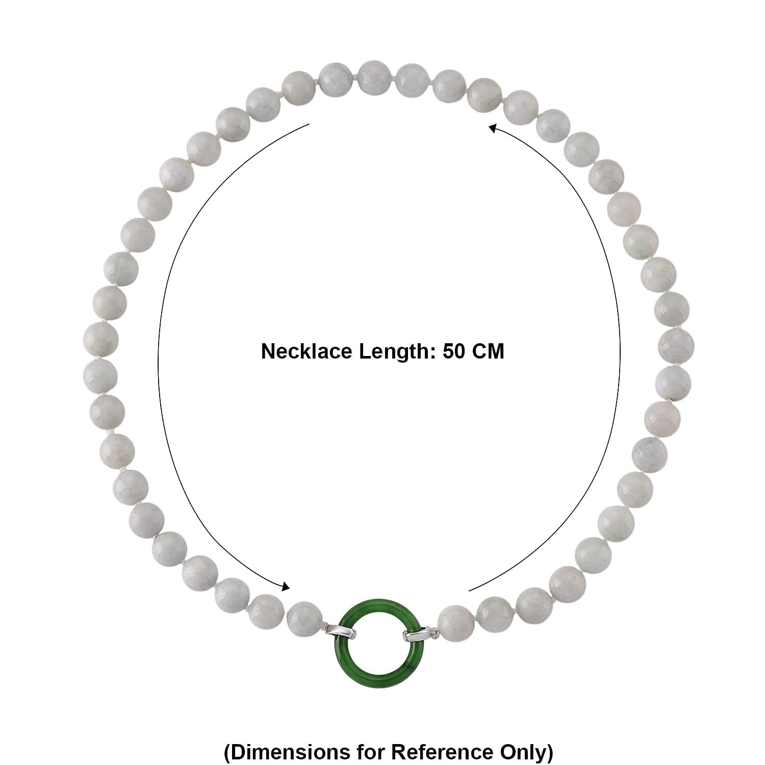 D'Joy - Green Jade & White Jade Beads Necklace (Size - 20) with Clasp in Rhodium Overlay Sterling Silver 410.00 Ct.