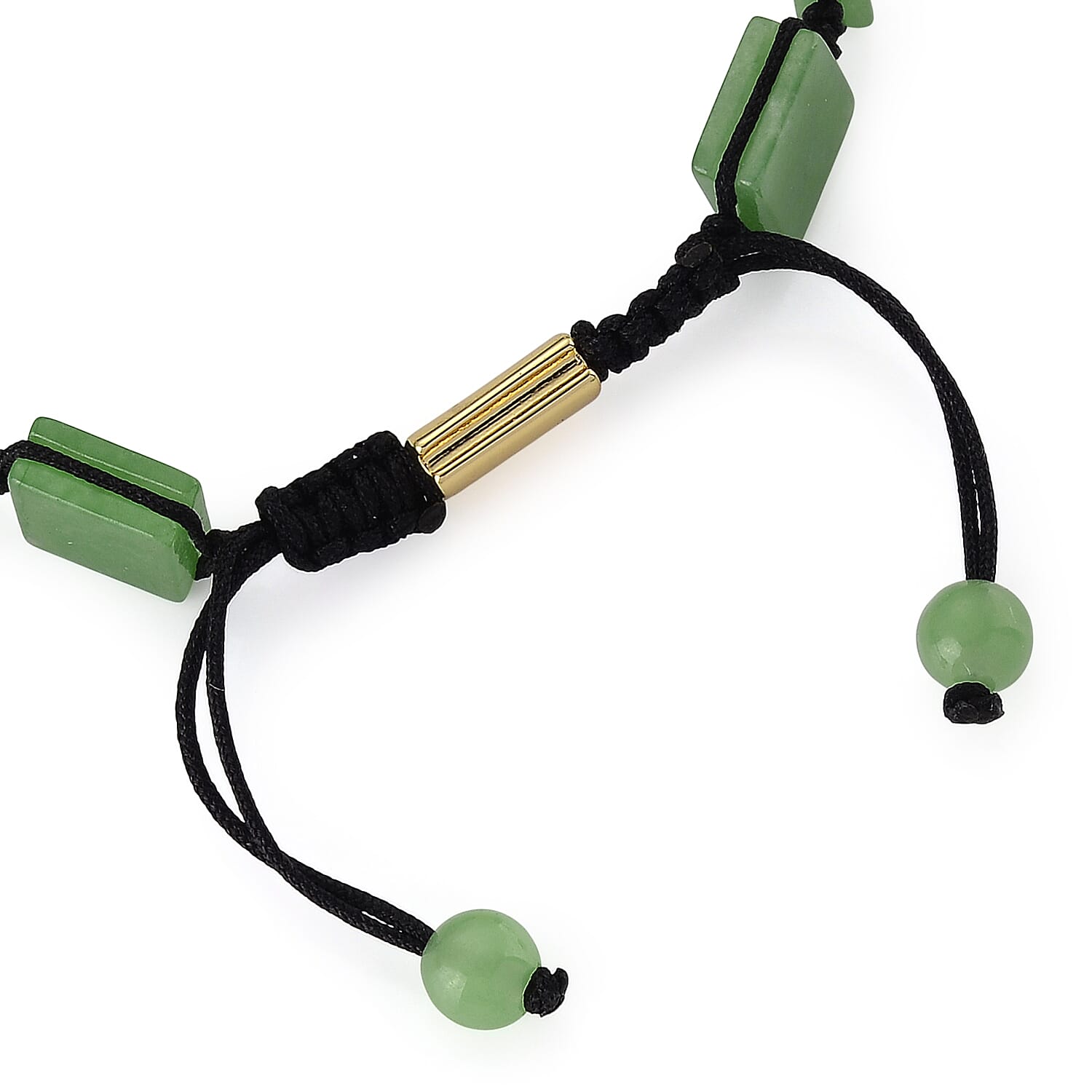 Enhanced Green Jade & Black Cubic Zirconia Adjustable Beads Bracelet 75.20 Ct.