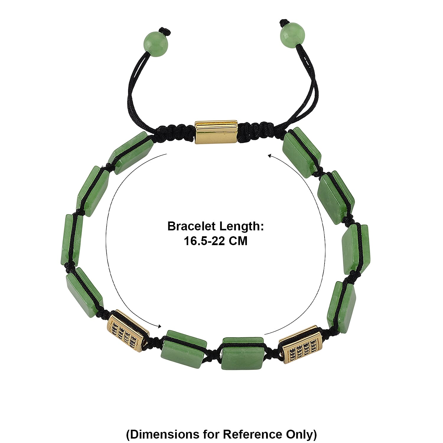 Enhanced Green Jade & Black Cubic Zirconia Adjustable Beads Bracelet 75.20 Ct.