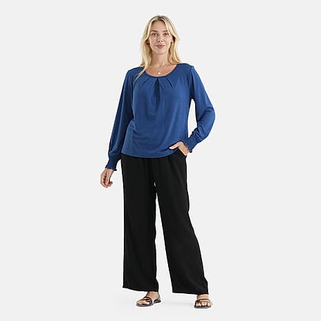 La Marey Round-neck Blouse (Size - S, 8-10) - Blue